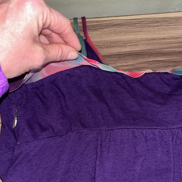 EXPRESS purple tank top with red and green ruffle - Picture 13 of 14